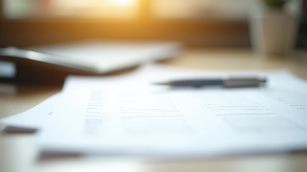 Schreibtisch mit Dokumenten zur Renteninformation, Taschenrechner und Stift, Morgenlicht