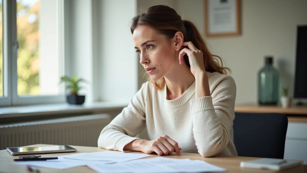 Person sitzt am Schreibtisch mit Rentendokumenten, arbeitet konzentriert an Altersvorsorgeplanung